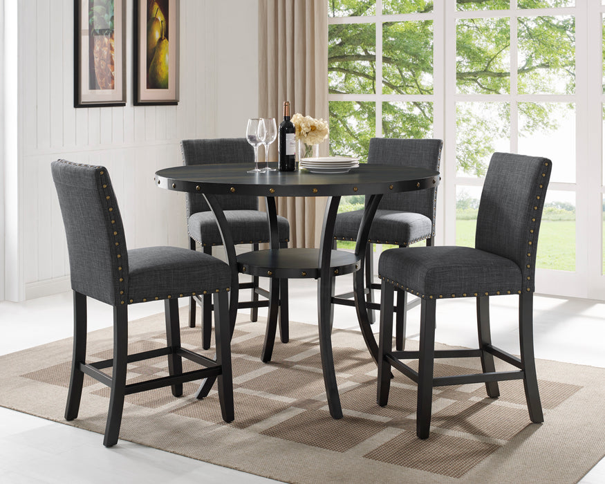   New Classic Furniture | Dining Round Counter Table 5 Piece Set-Smoke in Richmond,VA 6032